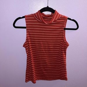 Striped high neck tank top